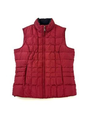 Eddie Bauer goose down vest Medium womens puffer burgundy quilted outdoor